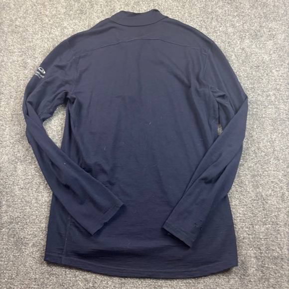 ICEBREAKER Mens Merino Wool Navy Blue 1/4 Zip Long Sleeve Baselayer Shirt Large - Picture 2 of 9